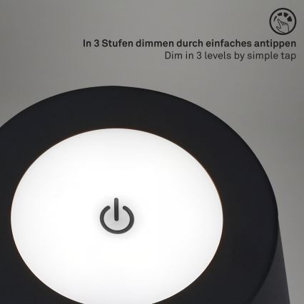 Briloner 1438015 - Lámpara de pie LED regulable KIKI LED/4,3W/5V IP44 2600 mAh negra
