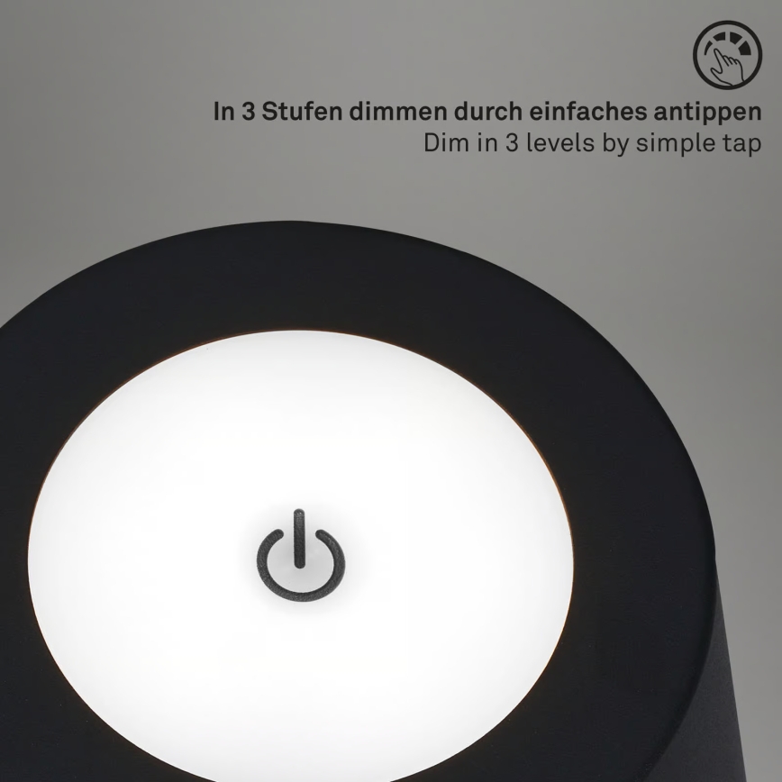 Briloner 1438015 - Lámpara de pie LED regulable KIKI LED/4,3W/5V IP44 2600 mAh negra