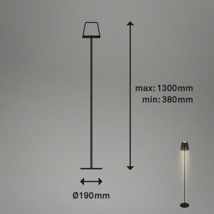 Briloner 1438015 - Lámpara de pie LED regulable KIKI LED/4,3W/5V IP44 2600 mAh negra