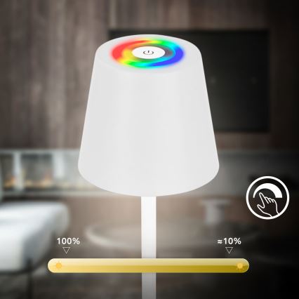 Briloner 1507016 - Lámpara de pie LED regulable KIKI LED/4,3W/5V IP44 2600 mAh blanca