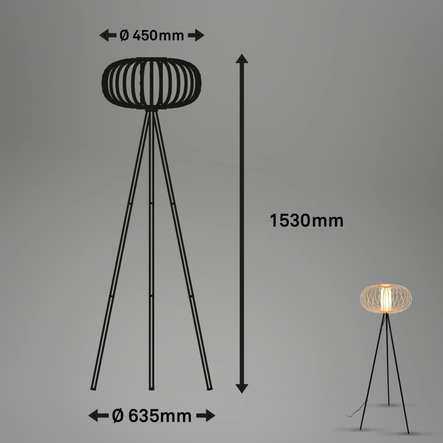 Briloner 1759011 - Lámpara de pie 1xE27/10W/230V bambú/negra