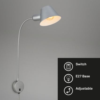 Briloner 2089-014 - Lámpara de pared flexible BRELLO 1xE27/10W/230V cromo mate