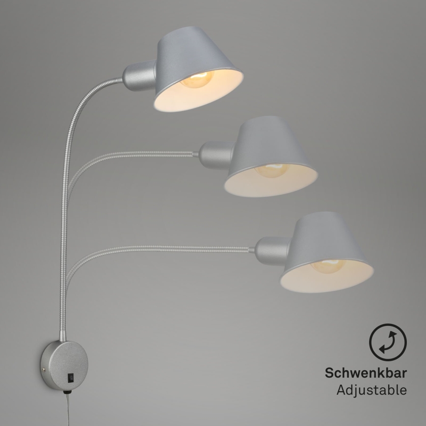 Briloner 2089-014 - Lámpara de pared flexible BRELLO 1xE27/10W/230V cromo mate