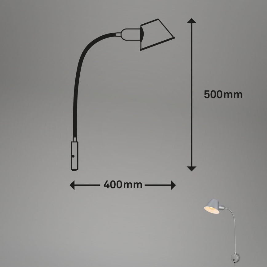 Briloner 2089-014 - Lámpara de pared flexible BRELLO 1xE27/10W/230V cromo mate