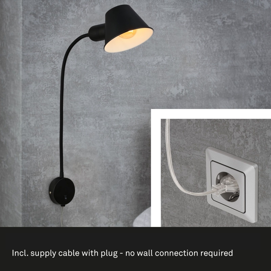 Briloner 2089-015 - Lámpara de pared flexible BRELLO 1xE27/10W/230V negra
