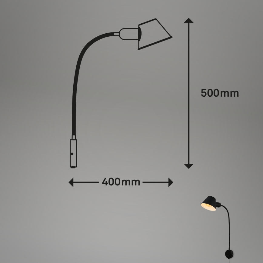 Briloner 2089-015 - Lámpara de pared flexible BRELLO 1xE27/10W/230V negra