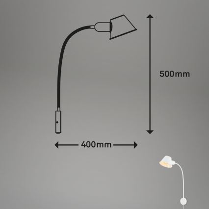 Briloner 2089-016 - Lámpara de pared flexible BRELLO 1xE27/10W/230V blanca
