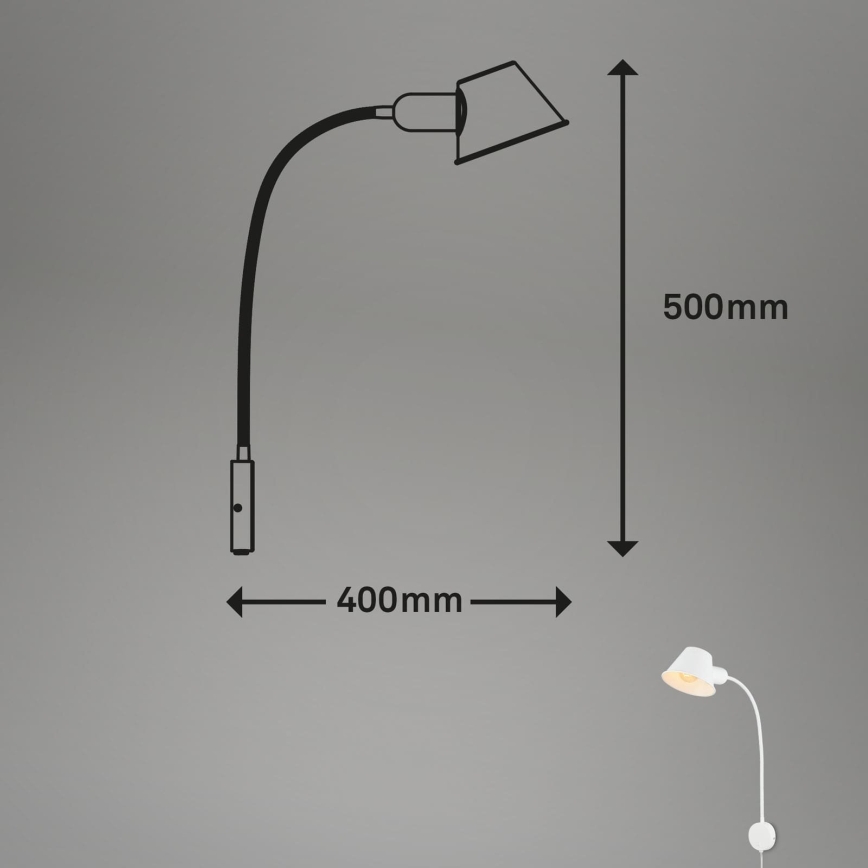 Briloner 2089-016 - Lámpara de pared flexible BRELLO 1xE27/10W/230V blanca