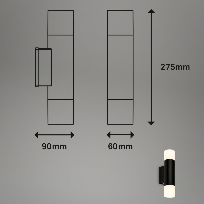 Briloner 2090025 - Aplique LED de pared para exterior 2xGU10/4,8W/230V IP44