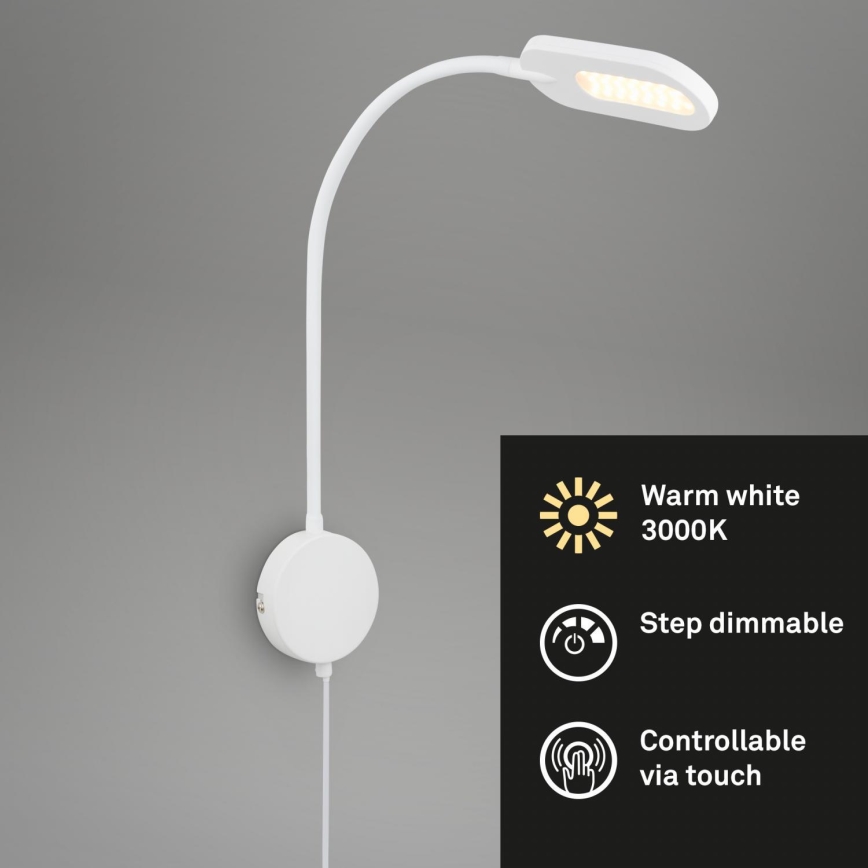 Briloner 2177016 - Aplique LED flexible regulable LED/6W/230V blanco