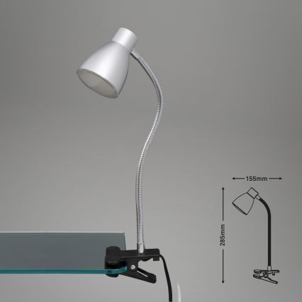 Briloner 2615-014P - Lámpara LED con pinza GRIP LED/2,5W/230V plateado