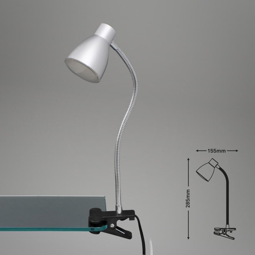 Briloner 2615-014P - Lámpara LED con pinza GRIP LED/2,5W/230V plateado
