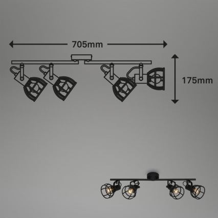 Briloner 2669-045 - Foco RETRO 4xE14/25W/230V