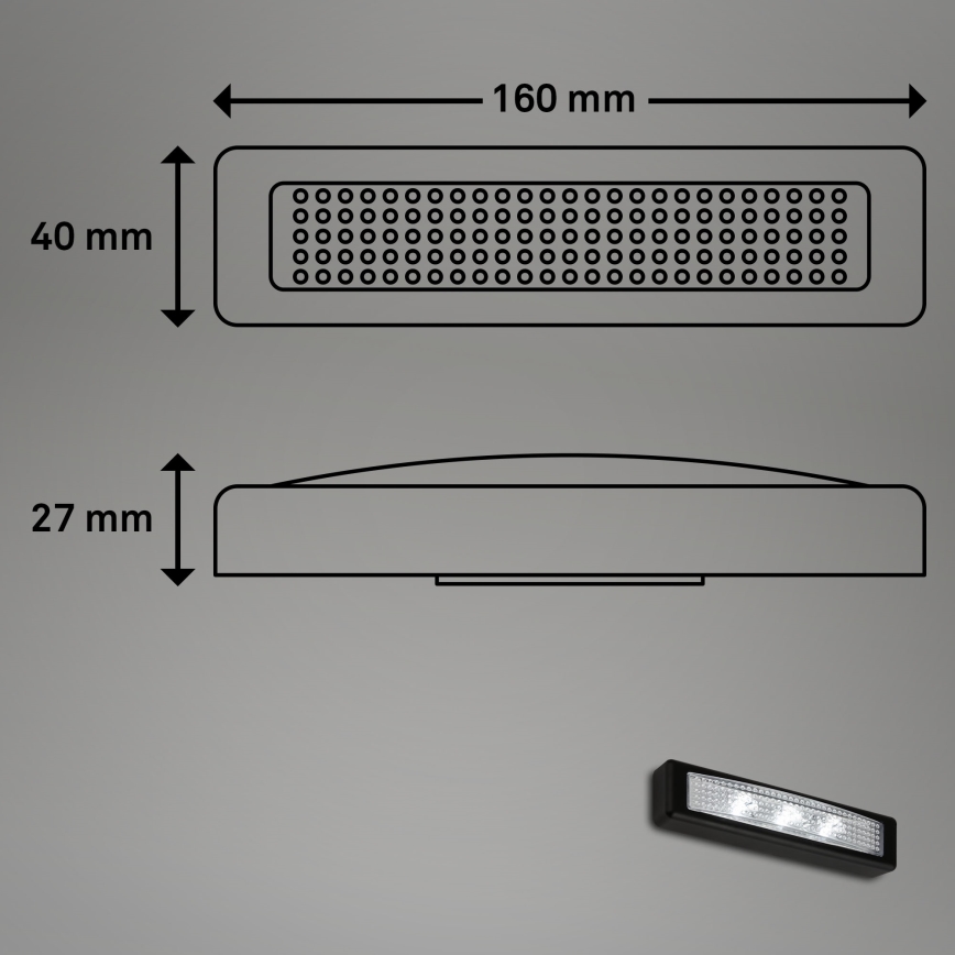 Briloner 2689-035 - Luminaria LED de orientación táctil LERO LED/0,18W/3xAAA negro