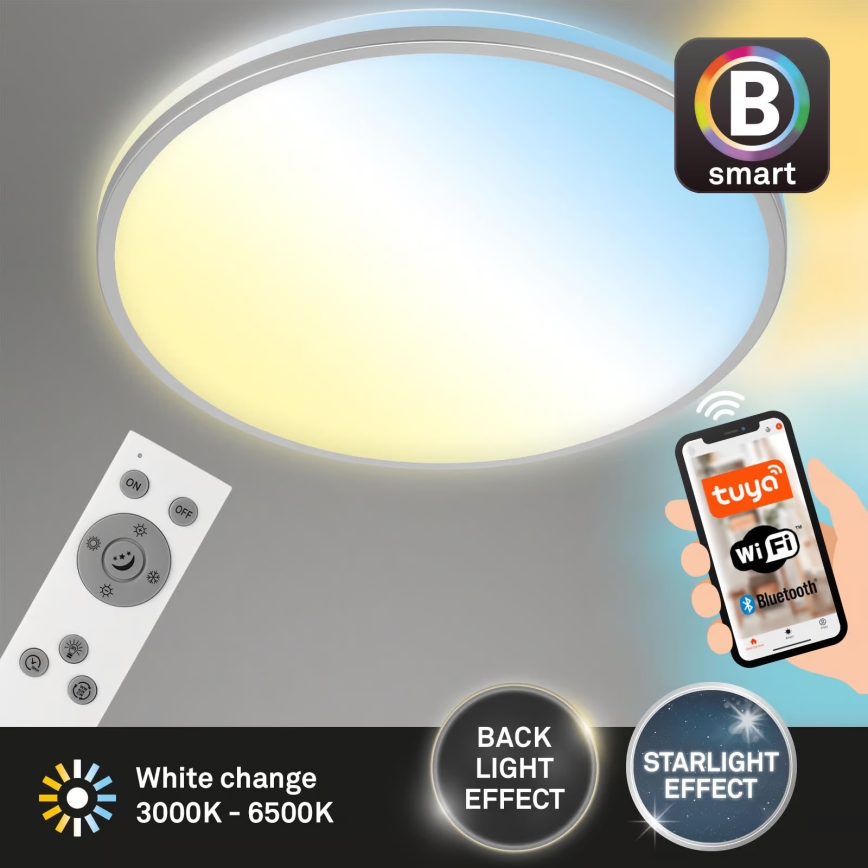 Briloner 3064-014 - Lámpara de techo LED regulable IVY LED/24W/230V Wi‑Fi compatible con Tuya Ø 33,3 cm + mando a distancia