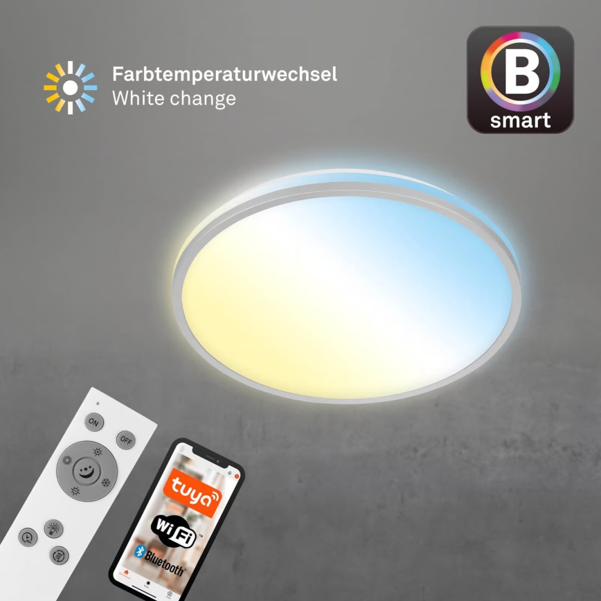 Briloner 3064-014 - Lámpara de techo LED regulable IVY LED/24W/230V Wi‑Fi compatible con Tuya Ø 33,3 cm + mando a distancia
