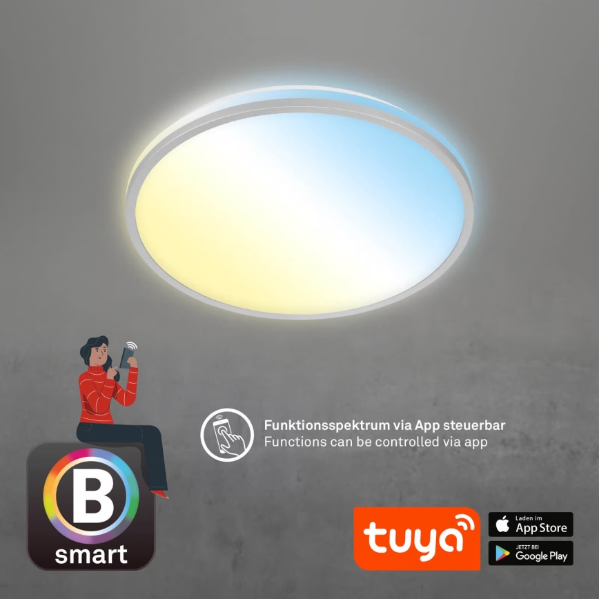 Briloner 3064-014 - Lámpara de techo LED regulable IVY LED/24W/230V Wi‑Fi compatible con Tuya Ø 33,3 cm + mando a distancia