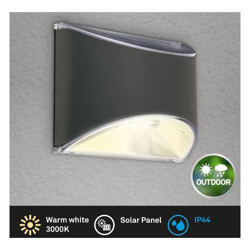 Briloner 3133015 - Aplique solar de pared LED LED/2W/3,7V IP44 3000K 300 mAh