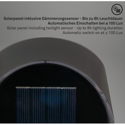 Briloner 3133015 - Aplique solar de pared LED LED/2W/3,7V IP44 3000K 300 mAh
