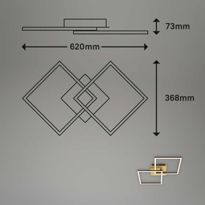 Briloner 3210-017 - Plafón LED regulable FRAME 2xLED/11W/230V dorado
