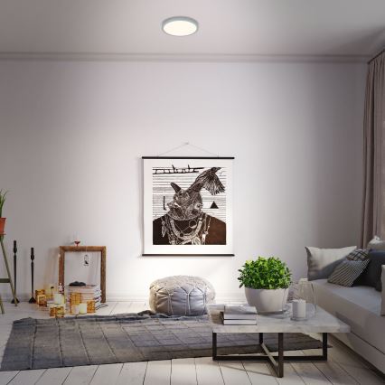 Briloner 3701-014 - Plafón LED regulable RUNA LED/18W/230V 2700-6500K plata + control remoto