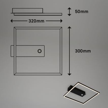 Briloner 3770-015 - Plafón LED para techo con sensor de movimiento y crepuscular FRAME LED/14W/230V 3000K 30x32 cm negro