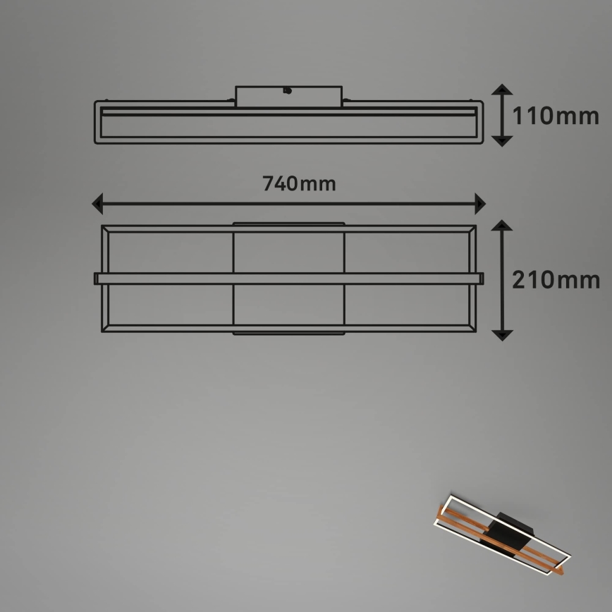 Briloner 3777-015 - Lámpara de techo LED FRAME LED/21W/230V 3000K negra