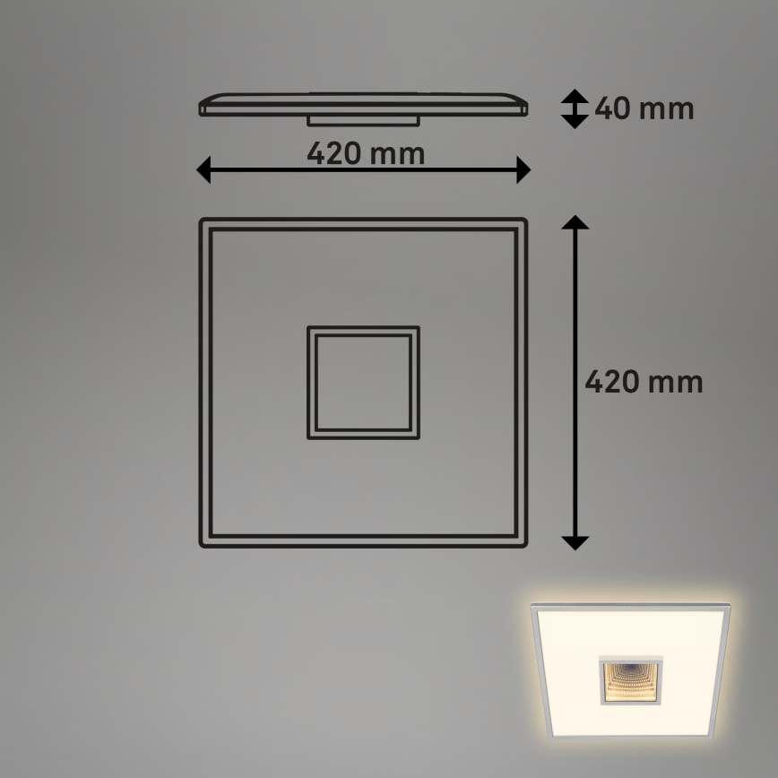 Briloner 3848014 - Plafón LED TORO LED/18W/230V 42x42 cm cromo mate
