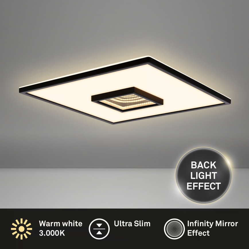 Briloner 3848015 - Plafón LED TORO 18W/230V 42x42 cm negro