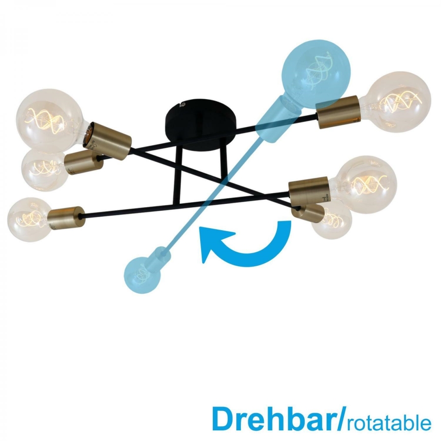 Briloner 3868-065 - Lámpara de techo BLACK STEEL 6xE27/60W/230V
