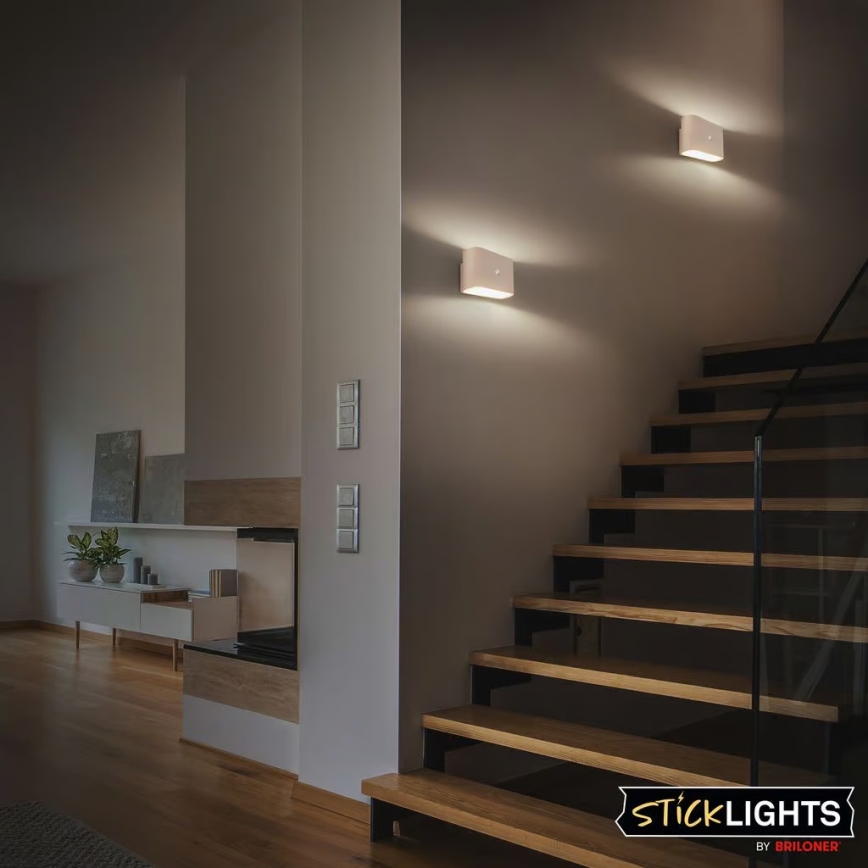 Briloner 3878011 - Aplique de pared LED recargable con sensor de movimiento y crepuscular CHAT LED/3W/5V 2000 mAh beige