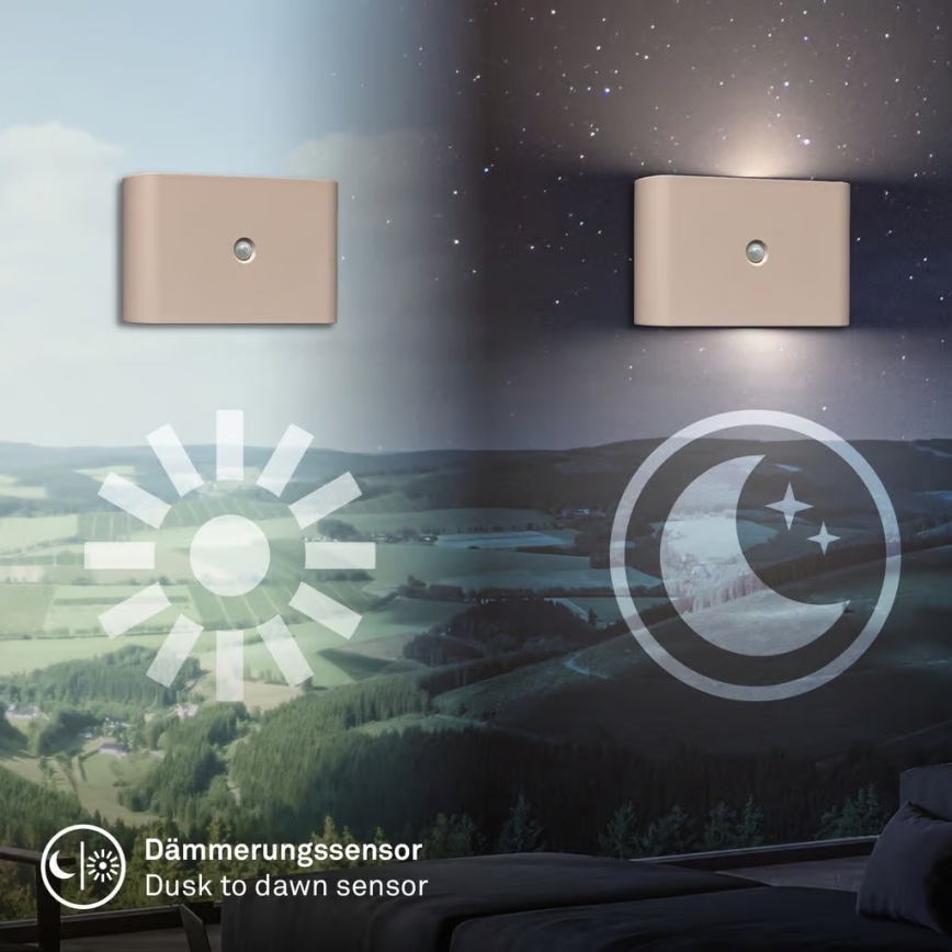 Briloner 3878011 - Aplique de pared LED recargable con sensor de movimiento y crepuscular CHAT LED/3W/5V 2000 mAh beige