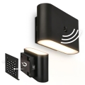 Briloner 3878015 - Aplique de pared LED recargable con sensor de movimiento y detector crepuscular CHAT LED/3W/5V 2000 mAh negro