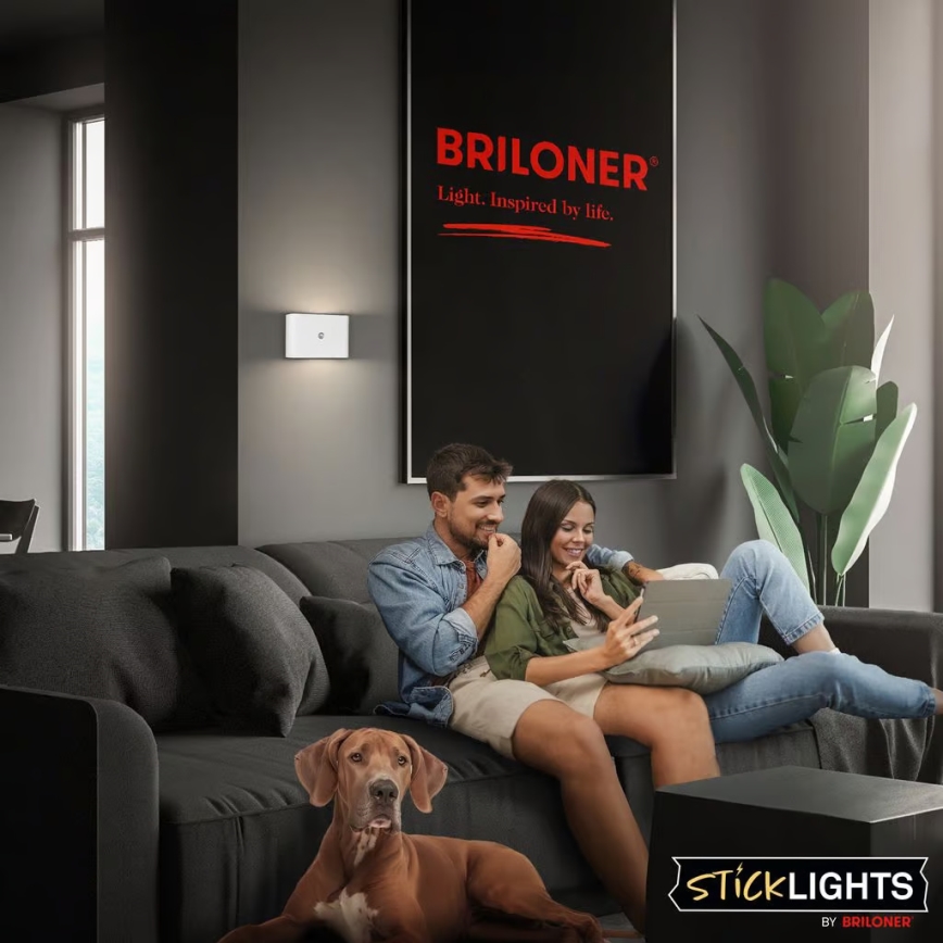 Briloner 3878016 - Aplique de pared recargable LED con sensor de movimiento y crepuscular CHAT LED/3W/5V 2000 mAh blanco
