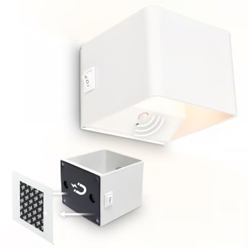 Briloner 3879016 - Aplique de pared LED recargable con sensor BORRA LED/1,5W/5V 3600 mAh blanco