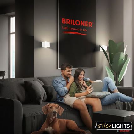 Briloner 3879016 - Aplique de pared LED recargable con sensor BORRA LED/1,5W/5V 3600 mAh blanco