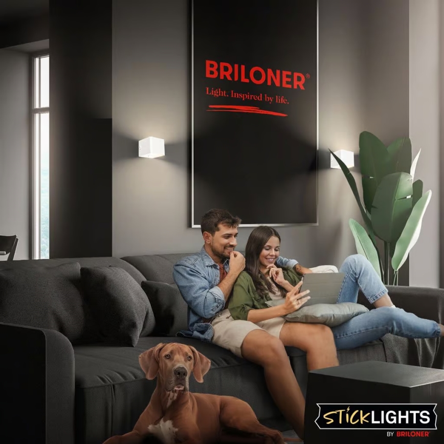 Briloner 3879016 - Aplique de pared LED recargable con sensor BORRA LED/1,5W/5V 3600 mAh blanco