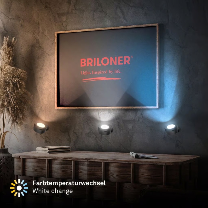 Briloner 3896015 - Aplique de pared recargable LED regulable TARI LED/1,6W/5V 1500 mAh negro