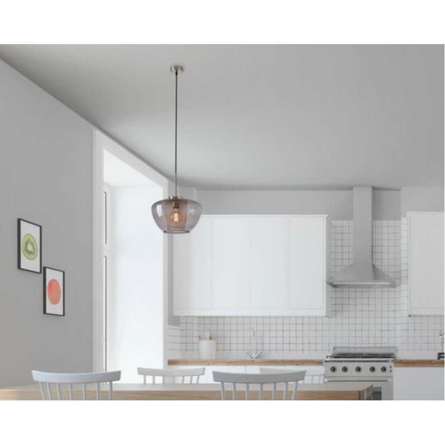 Briloner 4016-014 - Lámpara colgante con cable SEVENTIES 1xE27/40W/230V gris ahumado