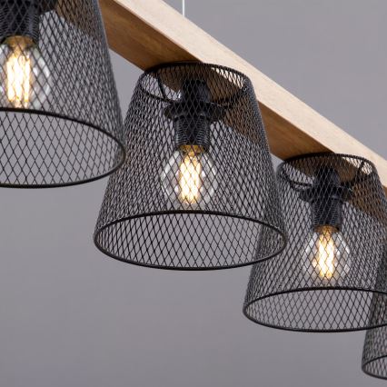Briloner 4077-055 - Lámpara colgante con cable WOOD & STYLE 5xE14/25W/230V madera de caucho (hevea)