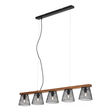 Briloner 4077-055 - Lámpara colgante con cable WOOD & STYLE 5xE14/25W/230V madera de caucho (hevea)
