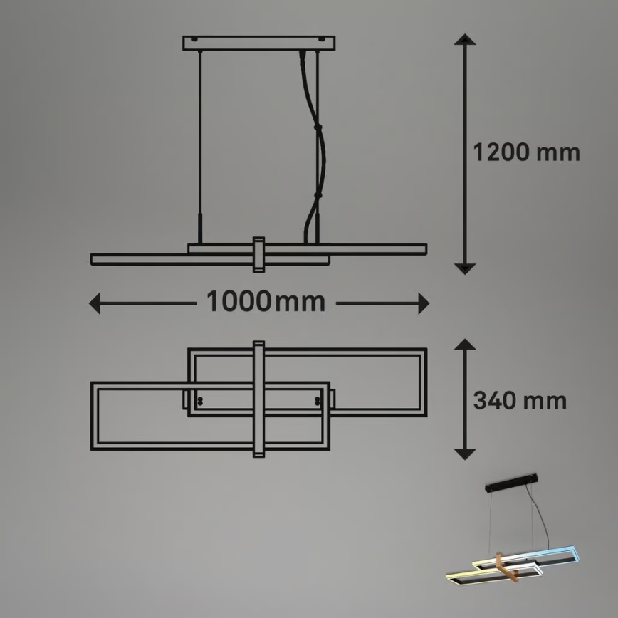 Briloner 4768015 - Lámpara colgante LED regulable con cable LED/44W/230V 2700-6500K 100 cm + mando a distancia