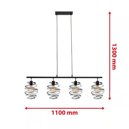 Briloner 4871-045 - Lámpara colgante con cable 4xE27/60W/230V