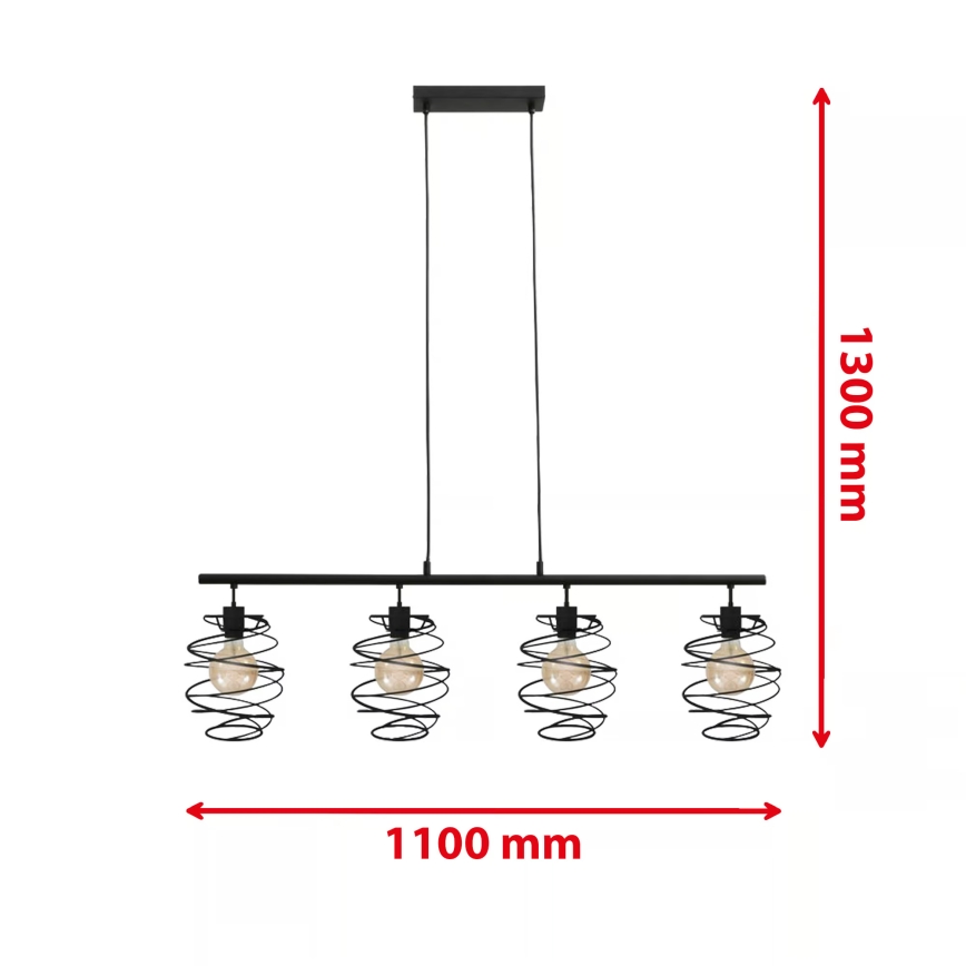 Briloner 4871-045 - Lámpara colgante con cable 4xE27/60W/230V