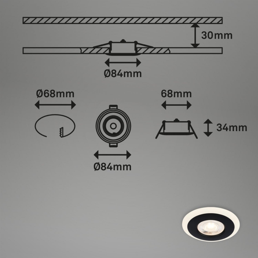 Briloner 7039-035 - SET 3x Lámpara empotrable de baño LED LED/5W/230V IP44