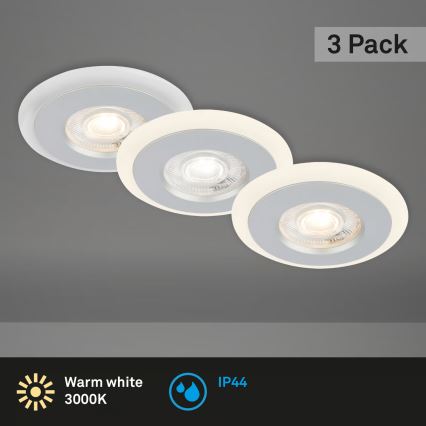 Briloner 7039034 - Set de 3 focos empotrados para baño LED/5W/230V IP44 cromo mate