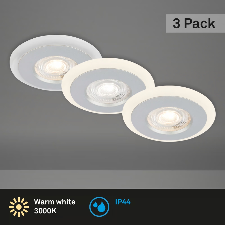 Briloner 7039034 - Set de 3 focos empotrados para baño LED/5W/230V IP44 cromo mate