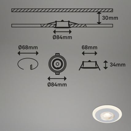 Briloner 7039034 - Set de 3 focos empotrados para baño LED/5W/230V IP44 cromo mate