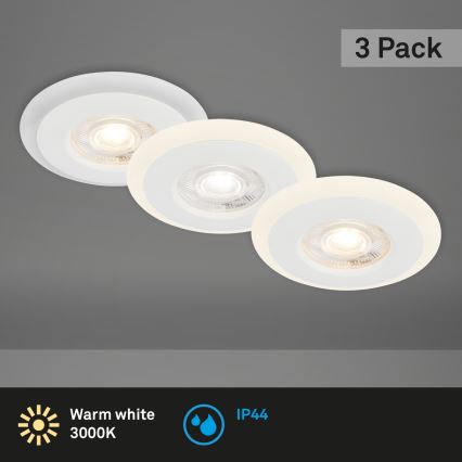 Briloner 7039036 - Juego de 3 focos empotrables de techo para baño LED/5W/230V IP44 blanco