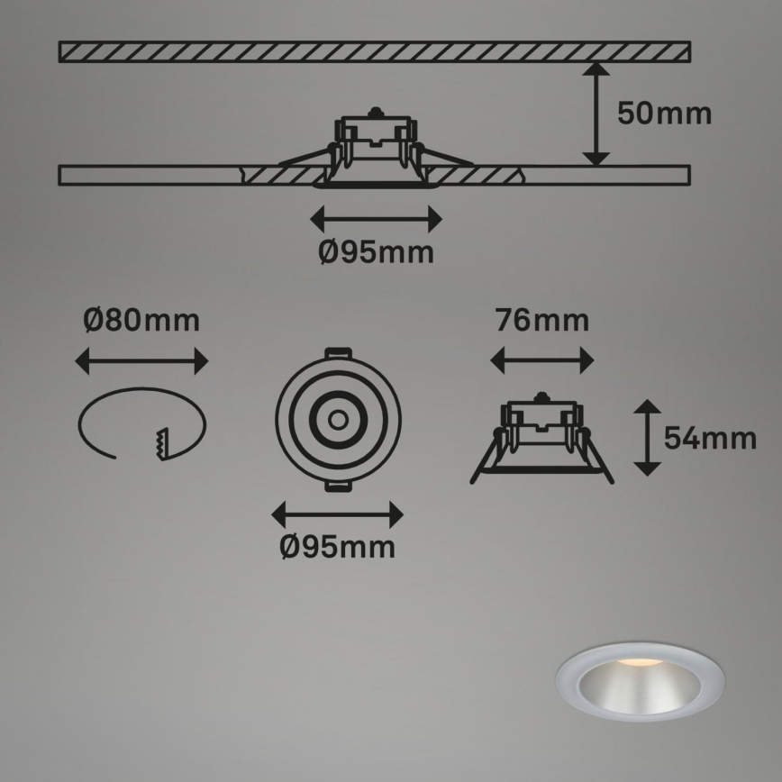 Briloner 7041-034 - SET 3x Lámpara empotrable de baño LED LED/4,9W/230V IP44 plata